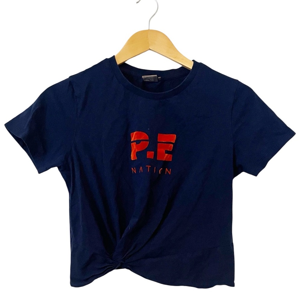 P.E Nation Dark Blue‎ Cropped Short Sleeve T-Shirt Size Small